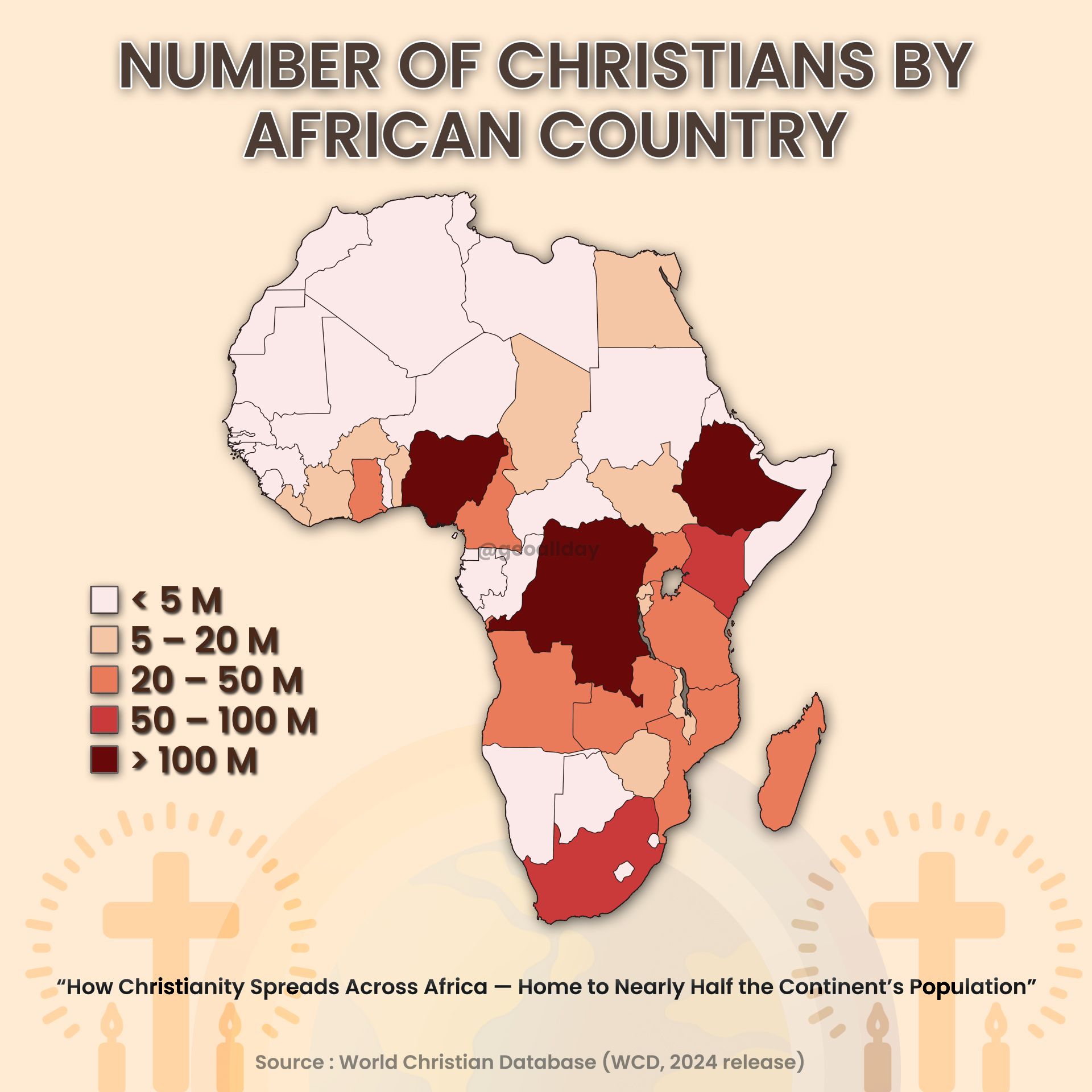 تعداد مسیحیان در آفریقا