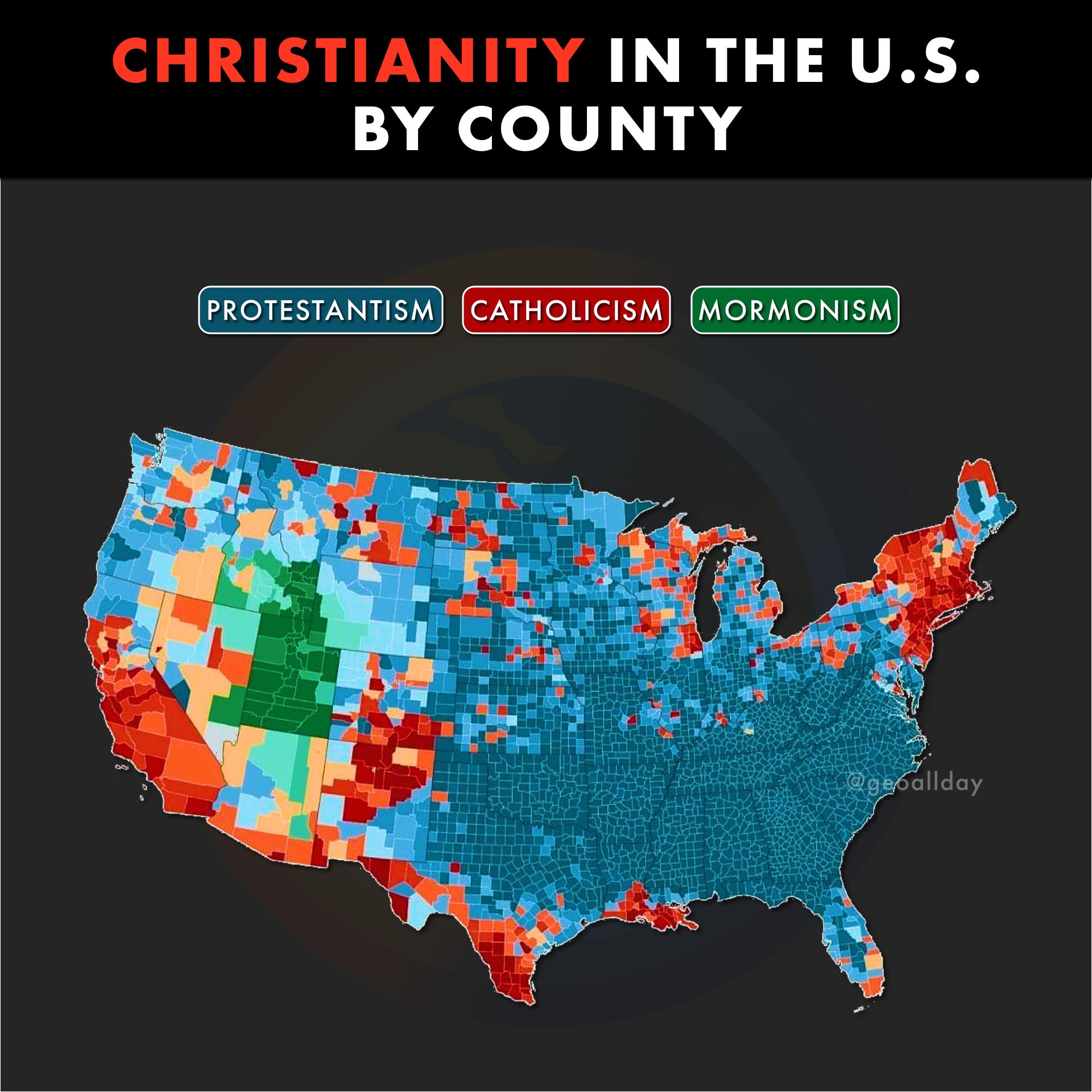 تعداد مسیحیان در آمریکا